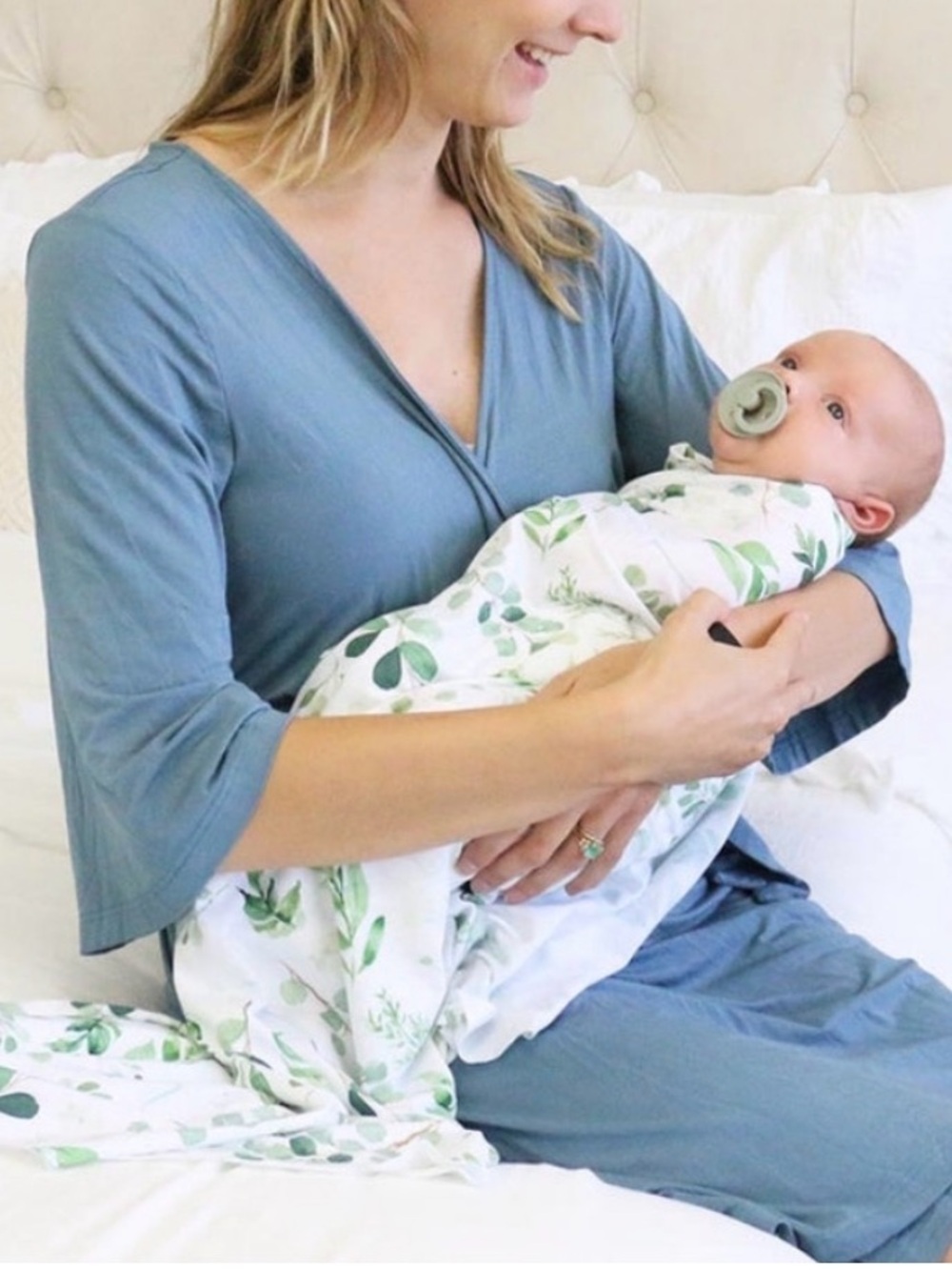 Caden Lane Solid Blue Bamboo Knit
Maternity Robe